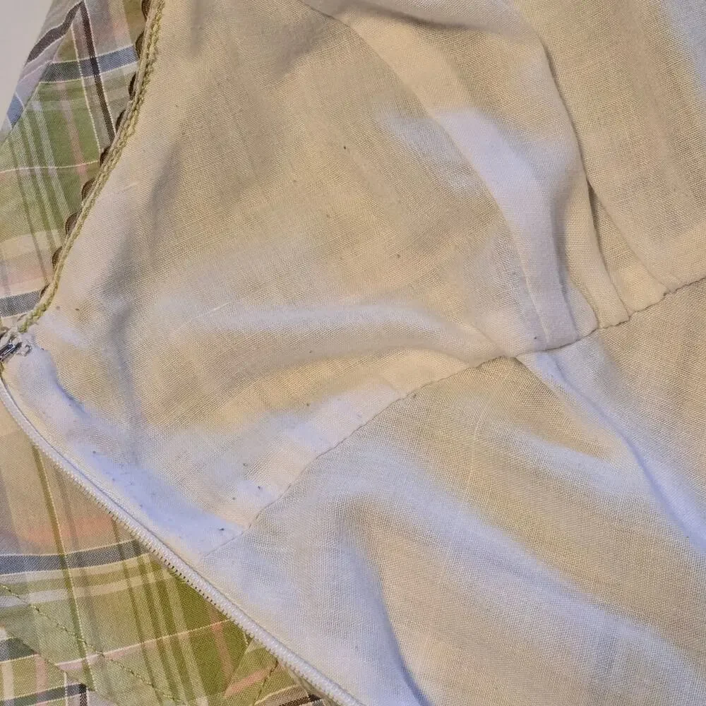 Vintage Tommy Jeans Babydoll Dress Womens Size Medium Green Plaid Preppy Y2K - Picture 14 of 14